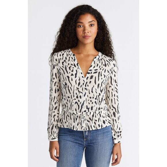 Rails Women's Animal Print Button Down Blouse Cinched Waist Work Wear | Small - Picture 1 of 10
